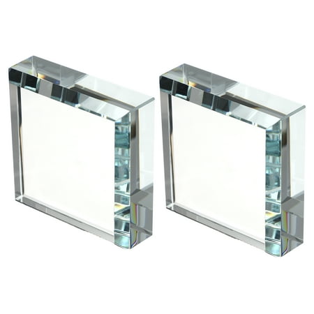 Uxcell 2 Pcs Clear Glass Paperweight, 2.36 x 2.36 x 0.75 Inch Clear Paperweight Decorative for Home Decoration Reading Photography Daily Office Gifts, Clear(Square)