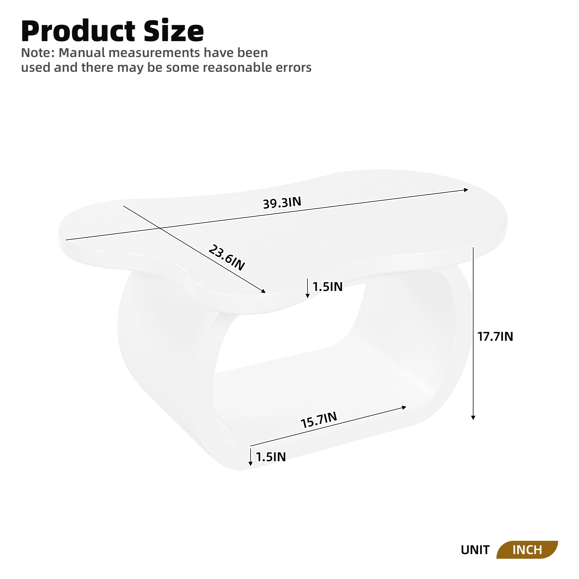 Euroco Charming Irregular-Shaped Coffee Table with Curved Legs, Cloud-Shaped Top, and Smooth MDF Surface – Compact & Easy Assembly for Living Room, Bedroom, or Balcony