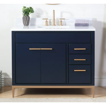 42" Tennant Brand Beatrice Contemporary Navy Blue Bathroom Cabinet Vanity TB-9444NB-V42-BS