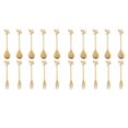 thumbnail image 1 of Juego de 10 cucharas y 10 tenedores de acero inoxidable con forma de hoja para café, pastel, tenedor, cucharas de postre, cucharilla para revolver, color dorado, 1 of 7