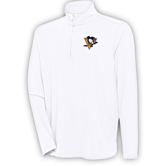 Men's Antigua  White Pittsburgh Penguins Hunk Quarter-Zip Pullover Top