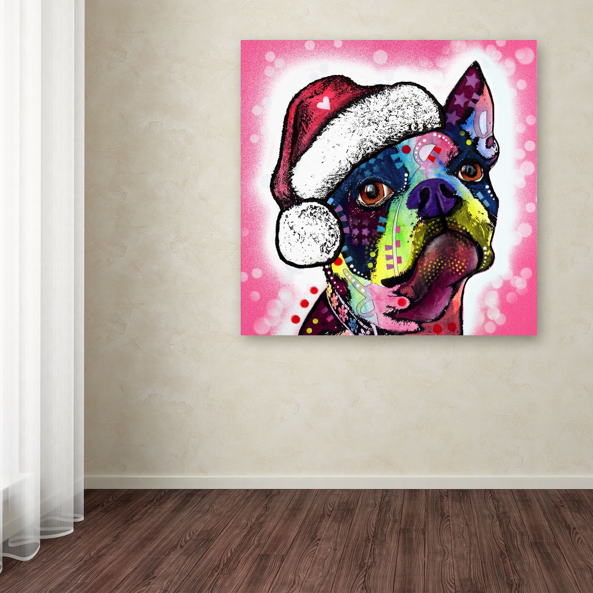 Trademark Fine Art 'Boston Terrier Christmas' Canvas Art by Dean Russo