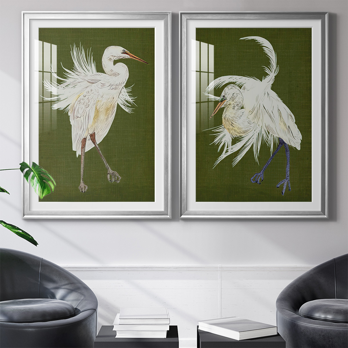 Wexford Home Heron Plumage I Premium Framed Print, 18.5" x 24.5" - Ready to Hang, Silver (Set of 2)
