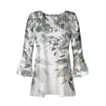 thumbnail image 4 of Meichang Chemisiers Boutonnés pour Femmes 2024 Tunique Plissée Manches 3/4 Évasées Chemise Décontractée à Imprimé Floral Blouse Évasée Douce Extensible Fendue Col en V T-Shirts Haut pour les Vacances, 4 of 5