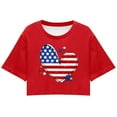 thumbnail image 4 of HEILAU American Flag Graphic T Shirts for Women 4th of July Crop Tops USA Shirt Patriotic Tee Memorial Day Tshirt Girls Patriotic Tops, 4 of 5