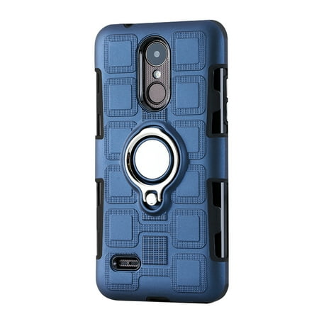 Hard Phone Case TPU+PC Creative Magnetic Car Mounting Phone Case Shockproof Phone Cover for LG K4(Dark Blue)