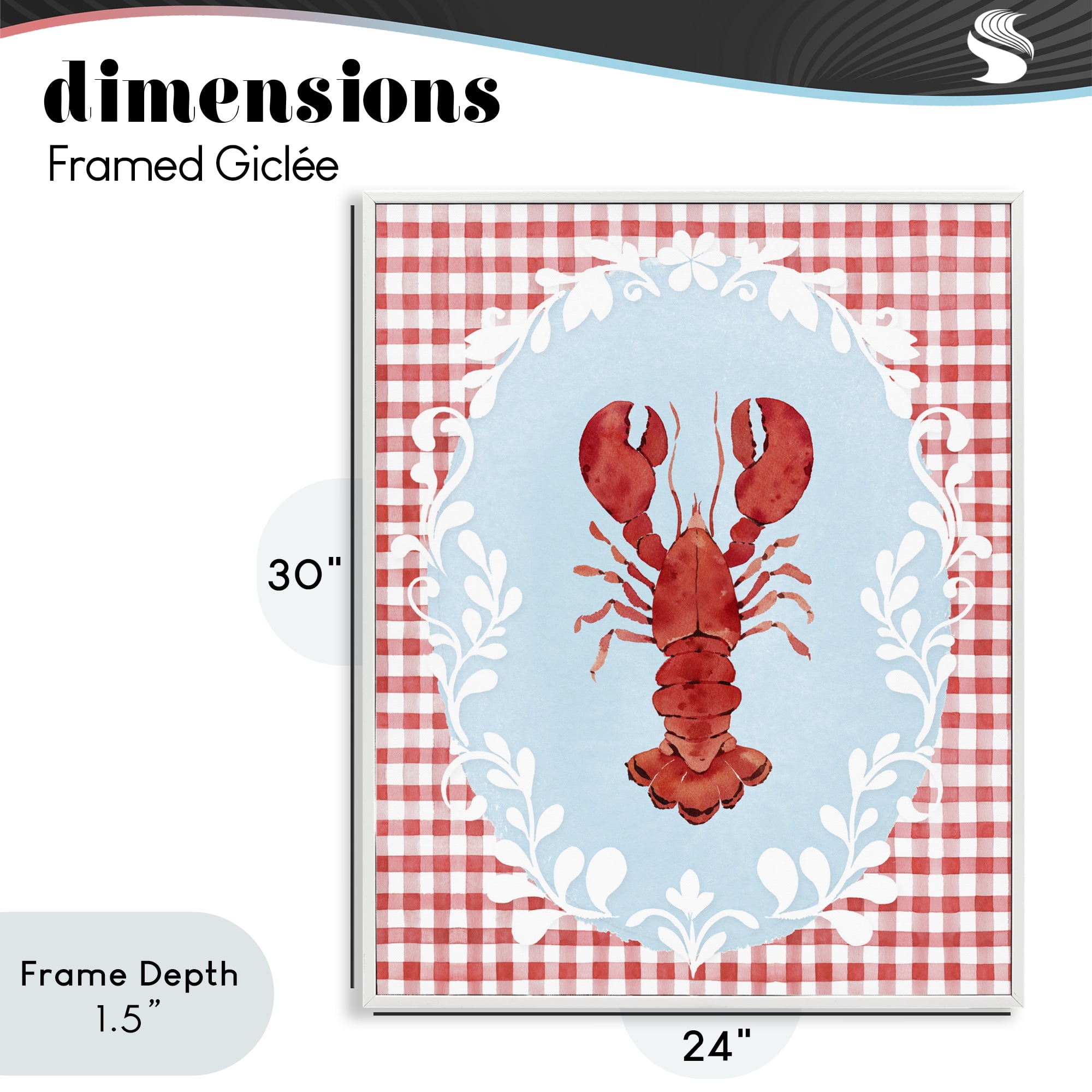 Stupell Industries Lobster with Red Plaid White Framed Giclee Art, design by Heather Lee Chan