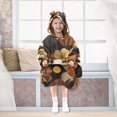 thumbnail image 7 of FORMRS Wearable Blanket Hoodie with Sleeves for Kids Cozy Flannel Sweatshirt, Gold Flower, 7 of 7