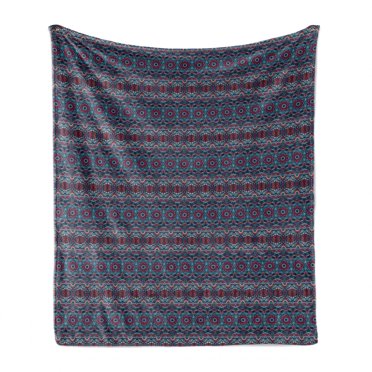 Ethnic Soft Flannel Fleece Throw Blanket, Colorful Composition with Triangles and Stars Traditional Oriental Motifs, Cozy Plush for Indoor and Outdoor Use, 50" x 60", Multicolor, by Ambesonne
