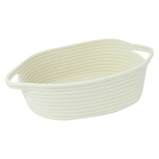 Rope Storage Baskets Organizer Woven Basket - Portable Cotton Bins for Clothes, Beddings, Towels L Creamy-White