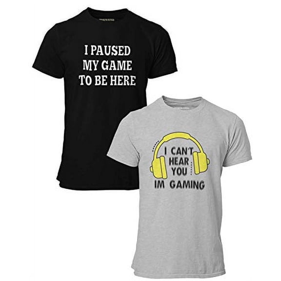 BROOKLYN VERTICAL 2-Pack Video Gamer Gaming Short Sleeve Crew Neck T-Shirt with Chest Print | Soft Cotton Graphic Tees Sizes S-XL