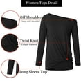 thumbnail image 3 of SWQZVT Women Cold Shoulder T-Shirts Long Sleeve Twist Knot Top Casual Spring Tunic Tops Black Blouse S-2XL, 3 of 6