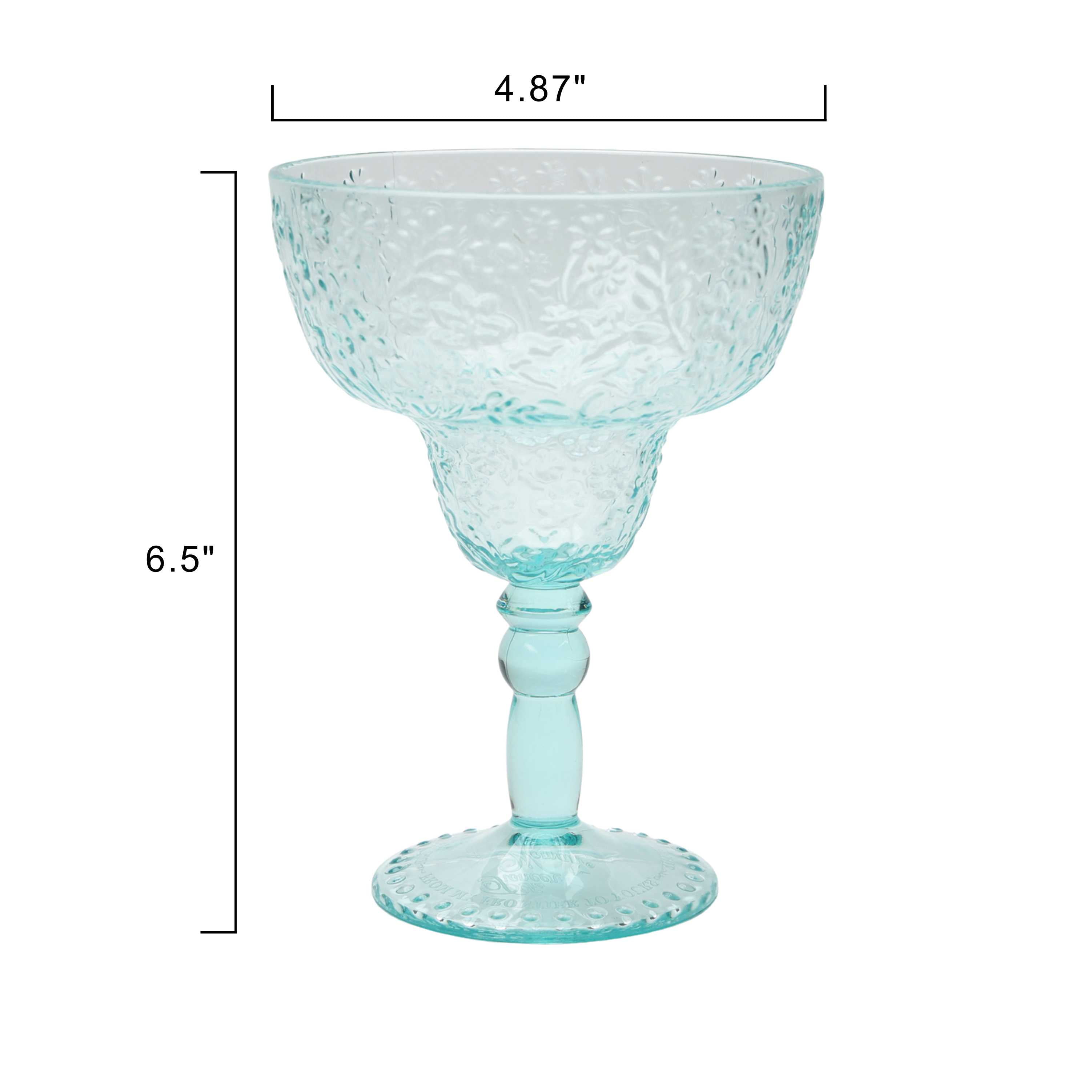 (2 pack) The Pioneer Woman Ditsy 14-Ounce Tritan Margarita Cocktail Glass, Teal