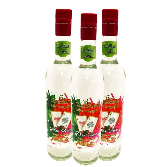 Tri Pack Licor Con Agave Dos Corazones Pica Fresa 1000 Ml Licor con Agave
