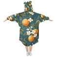 thumbnail image 2 of FORMRS Wearable Blanket Hoodie with Sleeves for Kids Cozy Flannel Sweatshirt, Green Floral Orange, 2 of 7