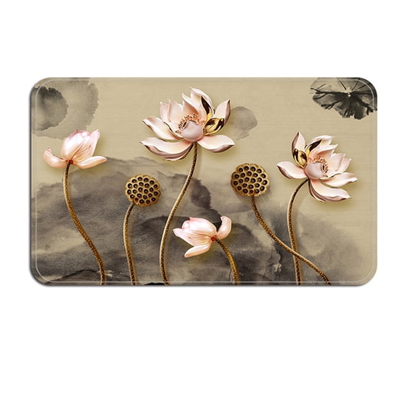 Soft Memory Foam Bathroom Rugs Water Absorption Non-Slip Rug 20"x32" Pink Flowers Decoration Bath Mats