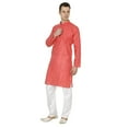 thumbnail image 2 of Indian Handmade Light Cotton Linen Summer Wear Long Kurta Pyjama Dress Set, 2 of 4