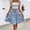 Blue, variant on Women's Floral Print Ruffle Hem A-Line Mini Skirt – Drawstring Elastic Waist, Tiered Flowy Seaside Vacation Wear Green，M