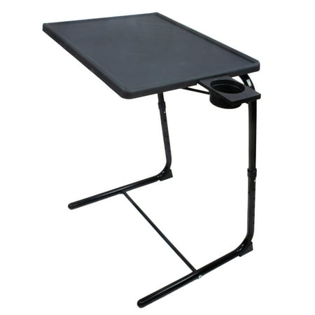 Upgrade Deluxe - Portable Foldable Comfortable TV Tray Table - Laptop, Eating, Drawing Tray Table Stand - Adjustable Height & Angle Tray - Sliding Adjustable Cup Holder - Upgraded Stability - Black