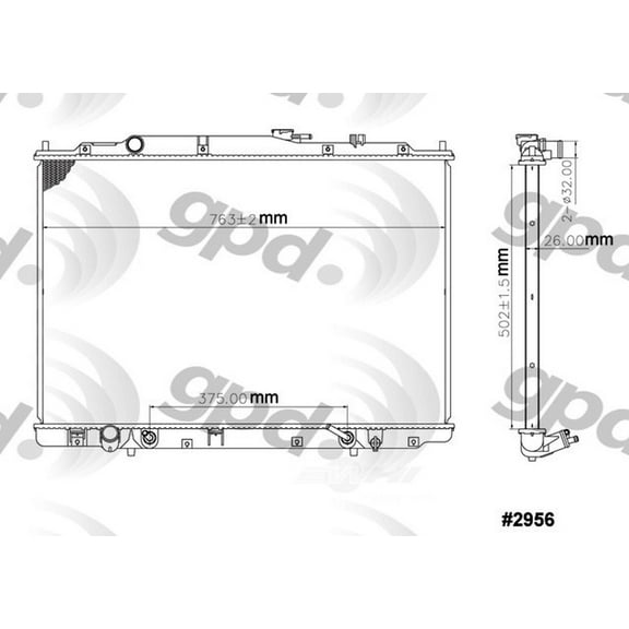 Global Parts Distributors 2956c Radiator Fits select: 2006-2008 HONDA PILOT
