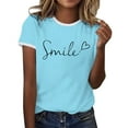 thumbnail image 1 of T-shirts pour Femmes Décontracté Imprimé Floral Manches Courtes Blouse Hauts Bleu Ciel m, 1 of 7