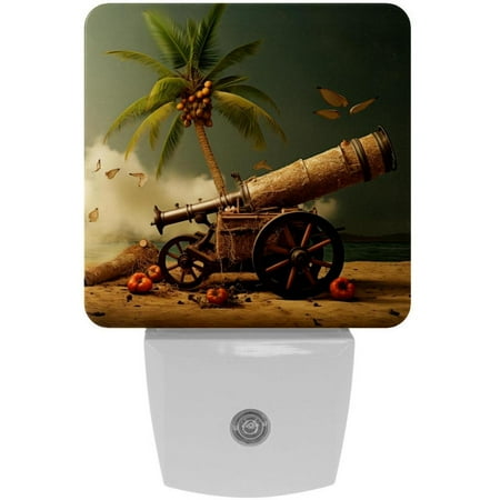 

Coconut Tree & Stupid Cannon LED Square Night Lights for a Bright and Stylish Ambiance - Ideal for Bedrooms and Hallways - Energy Efficient Plugin Lamps with Auto Sensor