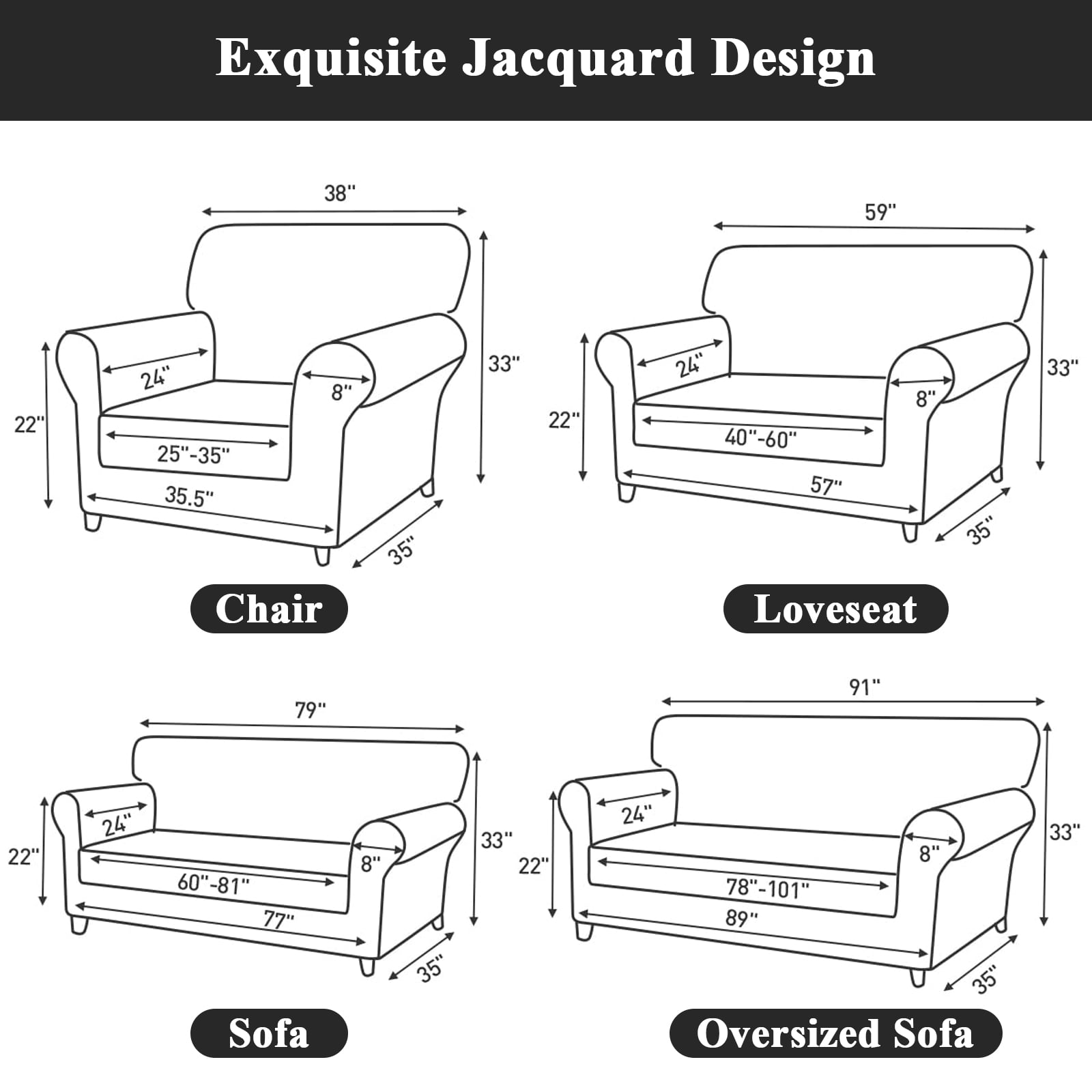 MeyJey Waterproof Sofa Cover, Slipcover for Loveseat Sofa, Stretch Furniture Protector for Kids Dogs Cats Pets, Black