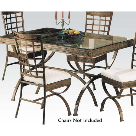 Beveled Glass Top Table - Egyptian Collection 08630 60 Dining Table with 6mm Clear Tempered Glass Top Beveled Edges Curved Legs and Metal Construction in Bronze Patina Finish