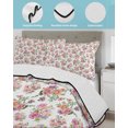 thumbnail image 4 of Pink Ombre Spring Floral King Size Down Alternative Comforter, Lightweight Comforter Quilt Bedding Set with Pillow Shams Summer Flowers Botanical All Seasons Bed Comforter Duvet Insert 96"x106", 4 of 7