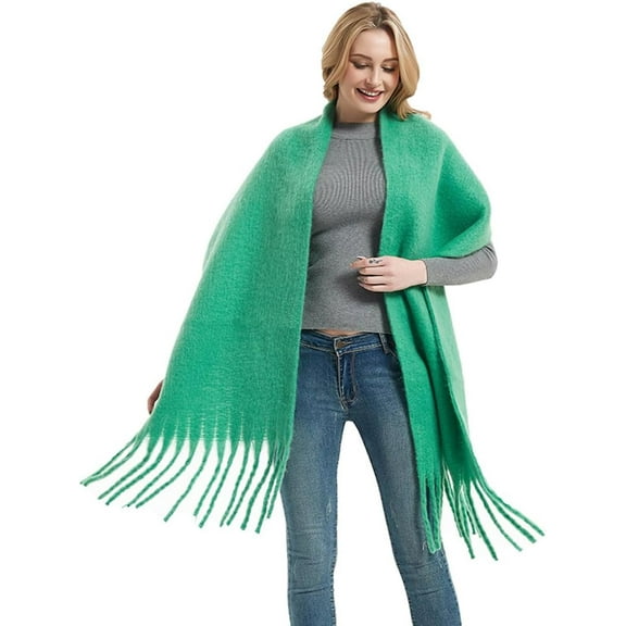 CoCoMangos Women's Lady's Pure Color Wool Blend Long Tassel Thick Warm Scarf Fashion Shawl