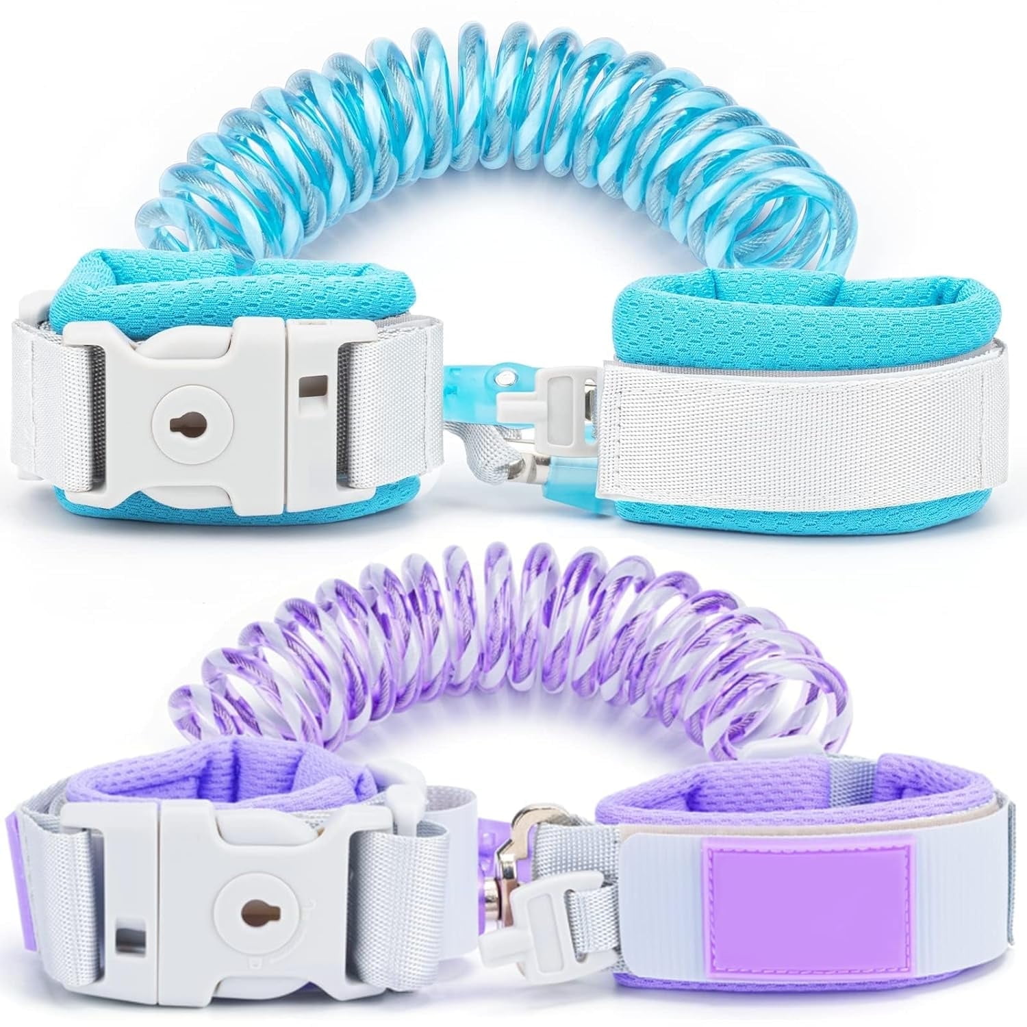 Child Leash, Backpack Leash for Toddlers 2 Pack, Kid Leashes Safety Harness with Key Lock, Baby Leashes Anti Lost Wrist Links (Blue+Purple)-Length:2M