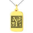 thumbnail image 3 of Stainless Steel Letter Y Initial Floral Box Monogram Engraved Small Rectangle Dog Tag Charm Pendant Necklace, 3 of 4