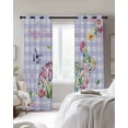 thumbnail image 4 of Easter Bunny Kitchen Curtains Spring Flower Daisy Tulips Purple Plaid Cafe Short Curtains for Bathroom Blackout Window Curtain Grommet Small Window Treatment Drapes for Bedroom Living Room 42"x45"x2, 4 of 9