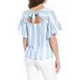 thumbnail image 1 of Bp. Ruffle Sleeve Tie Back Top In Blue And White Stripe Size S, 1 of 1