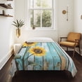 thumbnail image 4 of Summer Sunflower Tapestry for Bedroom Wall Hanging Tapestry, Blue Wood Grain Farmhouse Country Ceiling Backdrop Tapestries Poster Blanket Wall Decor for Teens Room Living Room Dorm 55" x 73", 4 of 8