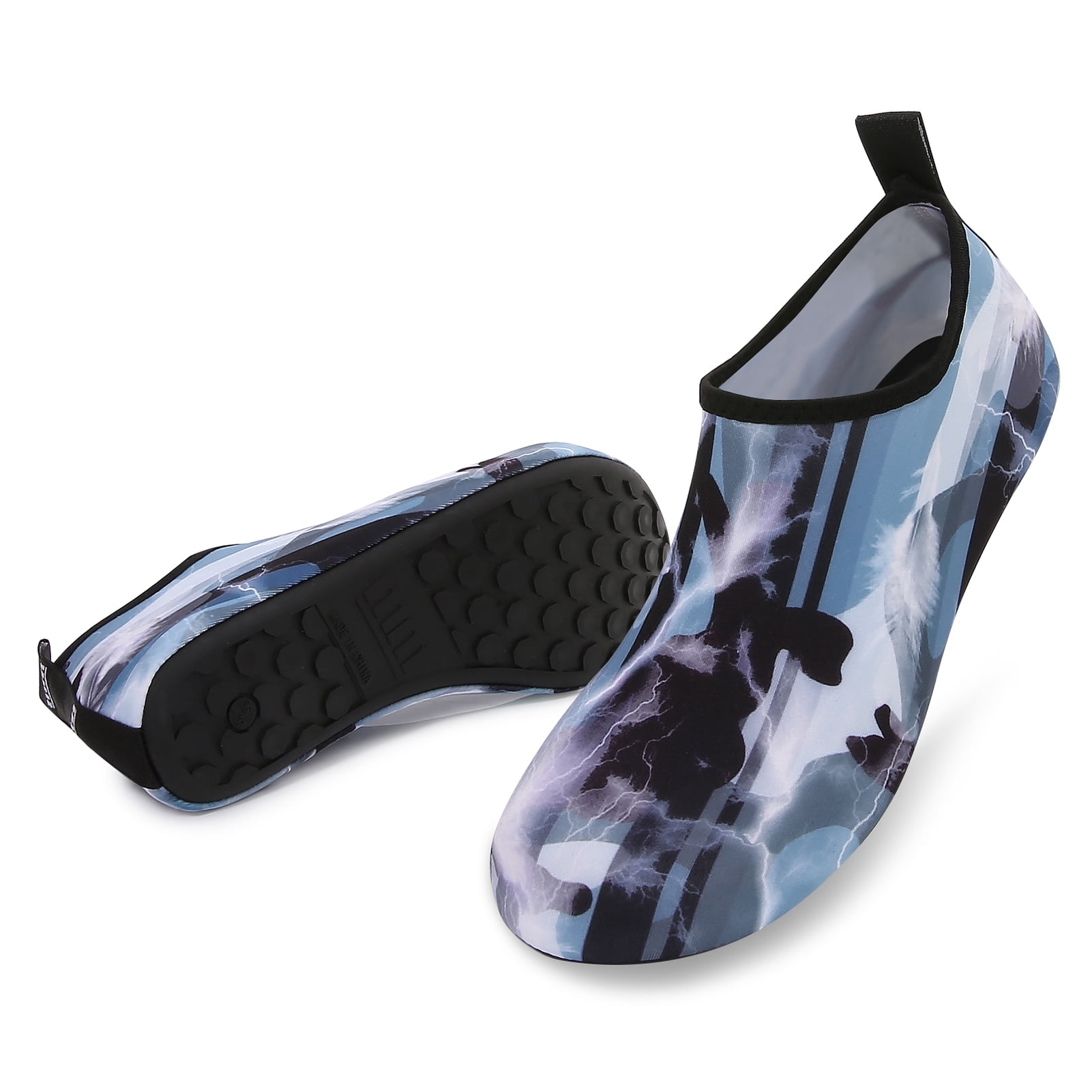 Men and Women a Slip On Barefoot Quick-Dry Beach Aqua Yoga Water Shoes (Thunder/Black, 11.5-12.5 Men)