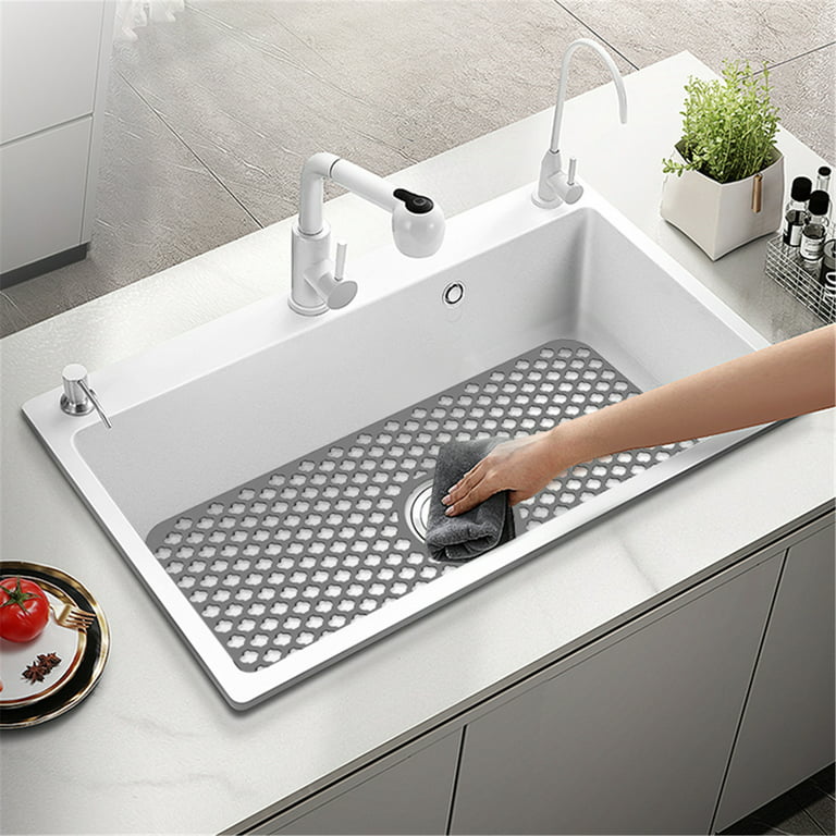 Kitchen Silicone Sink Mats Rear Drain