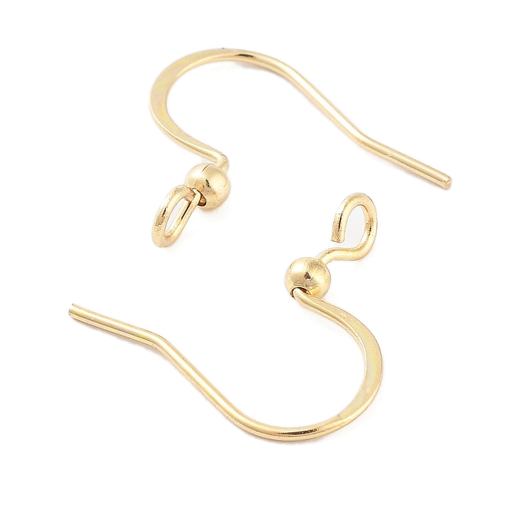 316 Surgical Stainless Steel Earring Hooks Ear Wire with Horizontal Loop Real 18K Gold Plated 15x3.5mm Hole: 2mm Pin: 17.5x0.5mm