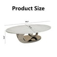 thumbnail image 2 of Oval Coffee Table Modern Minimalist Faux Marble Top with Sculptural Grey Stainless Steel Base Luxury SpaceSaving Design art deco coffee table 51.2"L x 27.6"W, 2 of 9