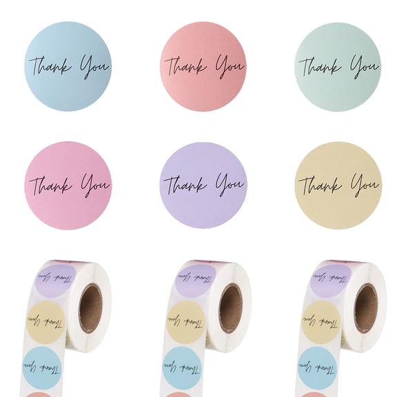 Uxcell 1500Pcs Thank You Stickers, 1" Round Self-Adhesive Envelopes Seal Labels for Crafts Small Business Invitation Cards Wedding Gift Tag Packaging, Soft Colorful Tone