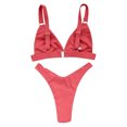 thumbnail image 5 of Women's Bikini Set Solid Color Two Piece Casual Sexy Swimsuit Fashion Beachwear for Vacation Pool Party,Red,M, 5 of 6