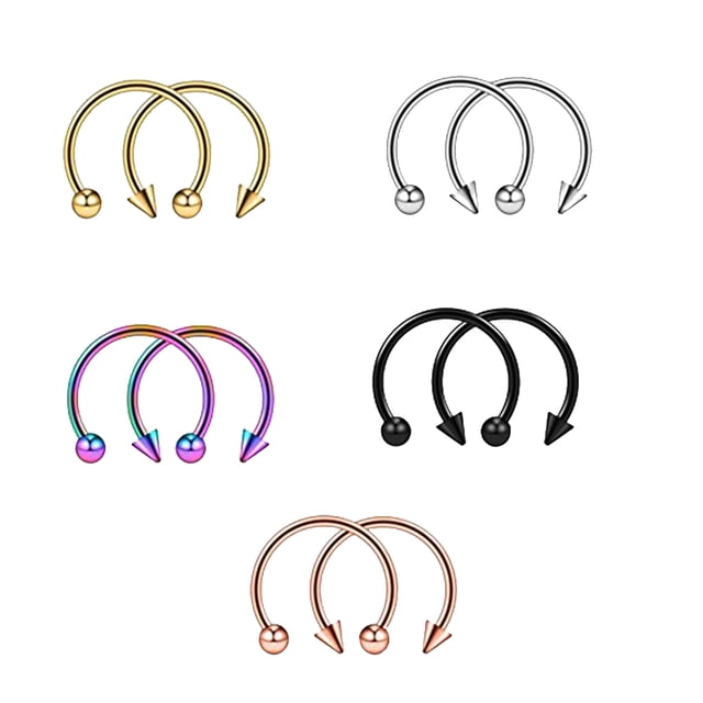 10 Piezas 16G 316L de Acero Inoxidable de Septum Ball Hoop - estilo 5, 10 mm Sunnimix Joyas para piercings corporales