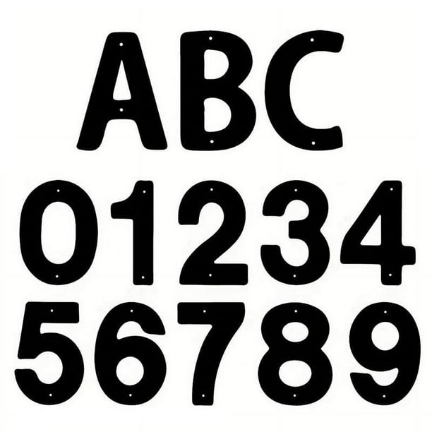 LUVCLS Letras del alfabeto para dirección de puerta de casa antigua de hierro forjado fundido de color negro