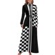 thumbnail image 1 of Vestido largo elegante de cuadros y rayas en blanco y negro Vestido de verano con falda para mujer Vestido de cumpleaños para mujer Vestidos de noche de lujo 2024, 1 of 4