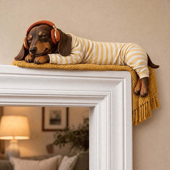 Clearance!! Sleeping Dachshund Figurine Door Topper Cute Dog for Home Decor and Gifts