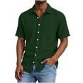 thumbnail image 5 of Lenago Men's Shirts Summer Imitation Linen Solid Color Casual Short Sleeved Collar Double Pocket Button Short Sleeved Top Shirts for Men, 5 of 8