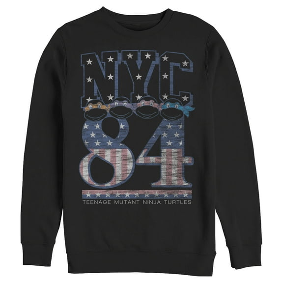 Men's Teenage Mutant Ninja Turtles Distressed Retro NYC 84 Sweatshirt Black Medium