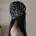 thumbnail image 6 of Byfri Sequin Crochet Skull Cap Hollow Out Summer Beanie Hat for Beach Parties Black 54-58cm, 6 of 7