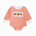 thumbnail image 4 of Staki Halloween Baby Clothes Newborn Boy Girl Waffle Knit Pumpkin Bubble Romper Sweatshirt Infant Fall Outfit 0-18M(Orange,12-18 Months), 4 of 4