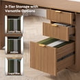 thumbnail image 4 of Bestier 95" 2 Person Computer Desk with Drawers, Fluted Two Person Office Desk, Long Double Writing PC Desk for Home Office, Brown, 4 of 9